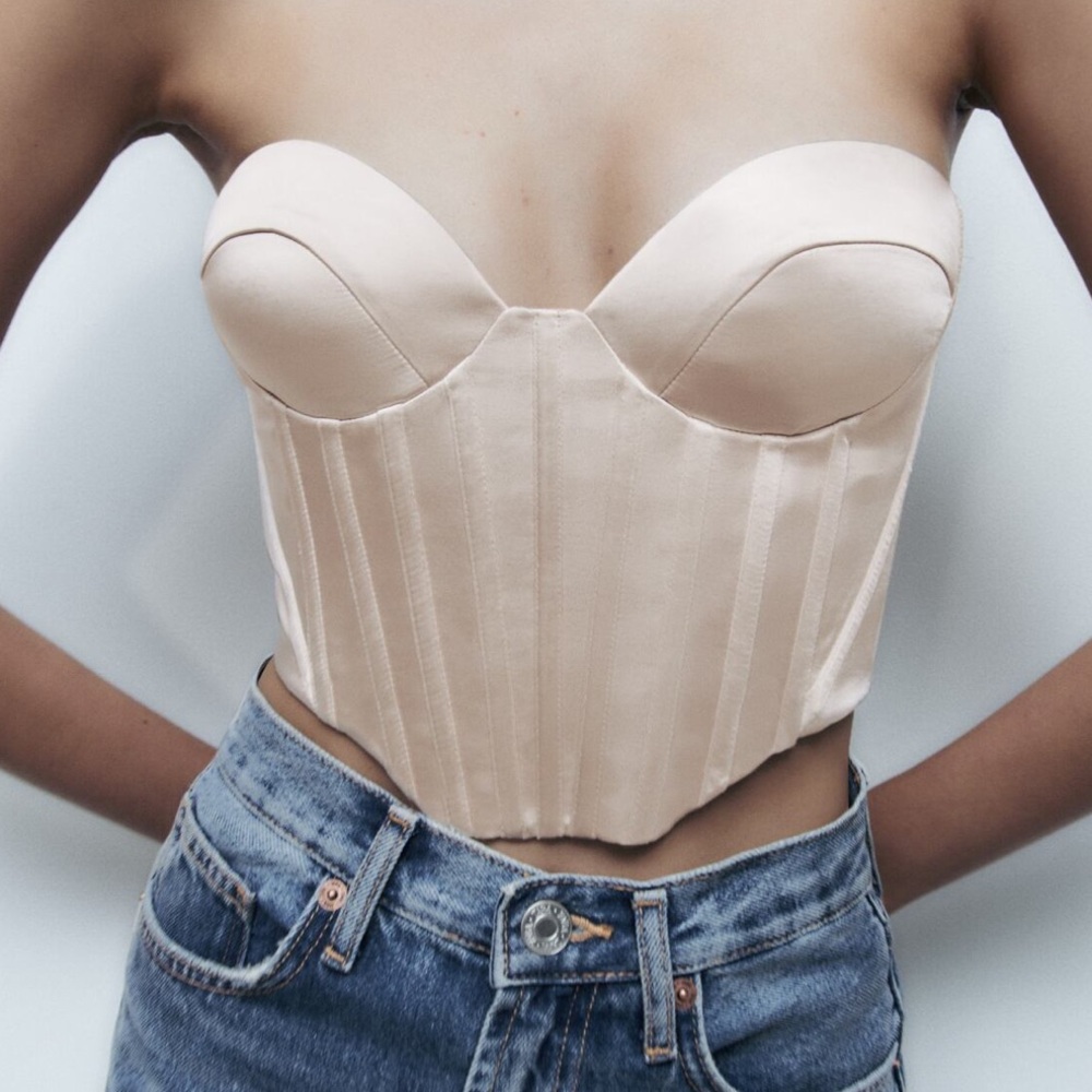 Zara Crop Top Cream/Satin corset